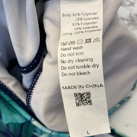 Floral Tropical Green One-Piece Swimsuit side cutouts Size Large - Picture 9 of 11